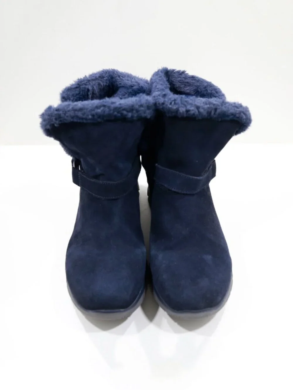 Skechers Slip Ins Easy Going Blue Suede Faux-Fur Lined Winter Boots - 10 Wide